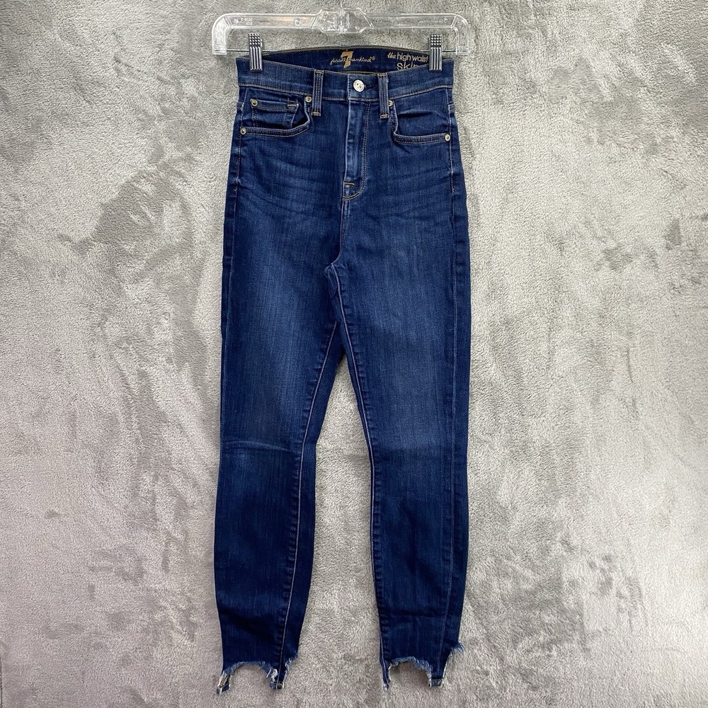 7 Seven For All Mankind Gwenevere Ankle Women's High Waist Raw Hem Jeans Size 24